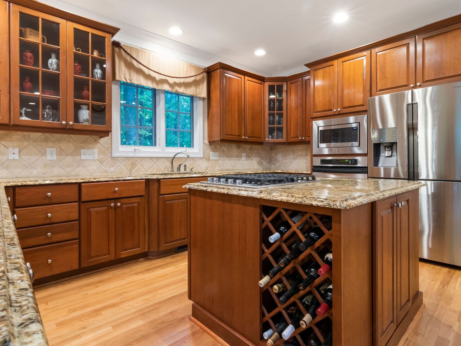 Cherry stained cabinets refinished