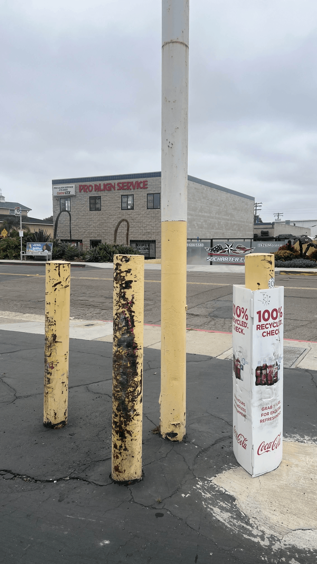 Parking Lot Bollard Restoration - Before