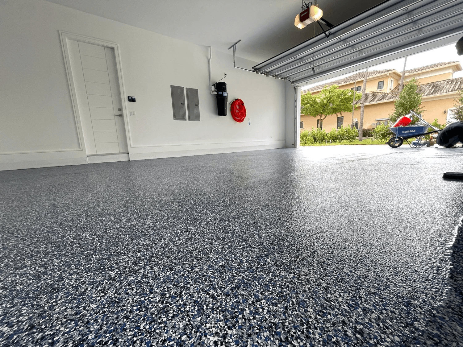 Epoxy flake garage floor - angle