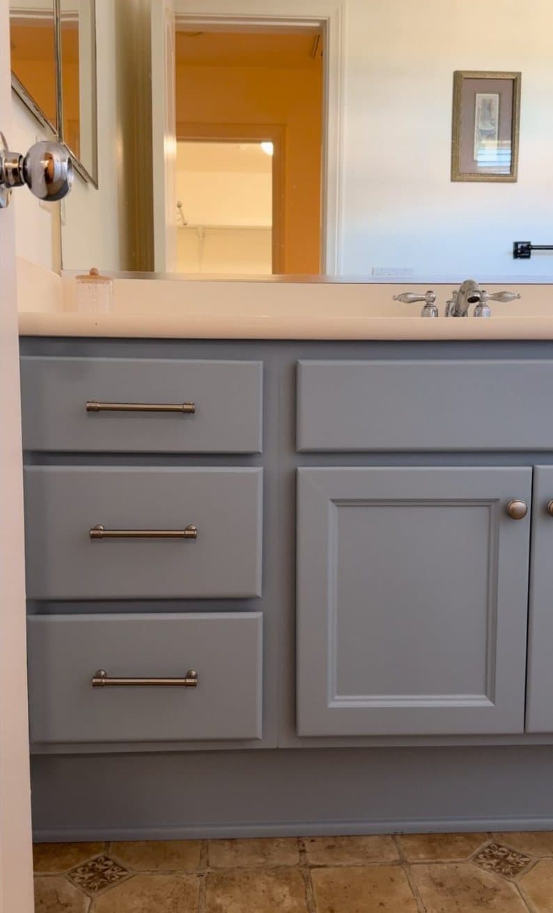 Bathroom vanity after refinishing