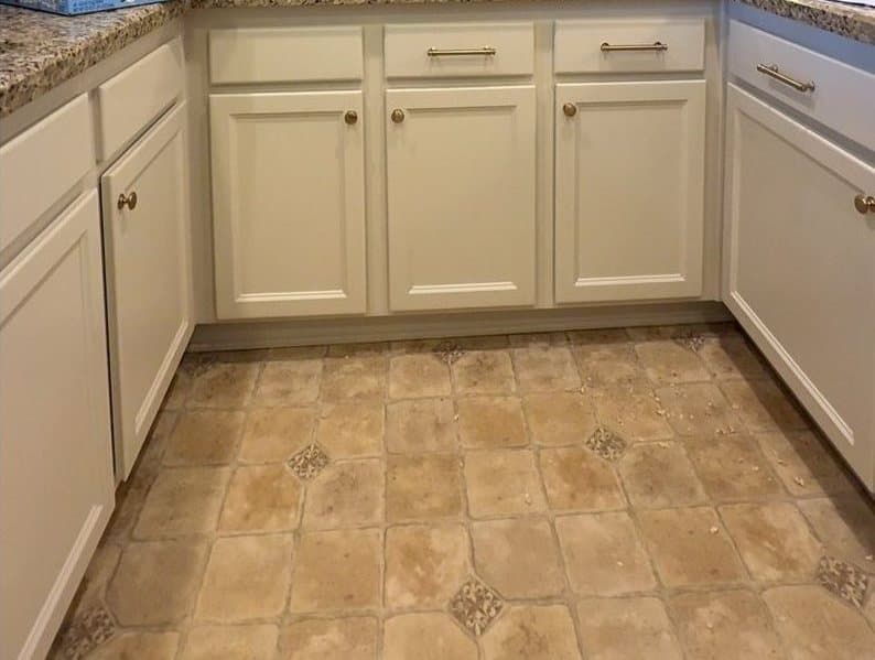 Kitchen lower cabinets after refinishing