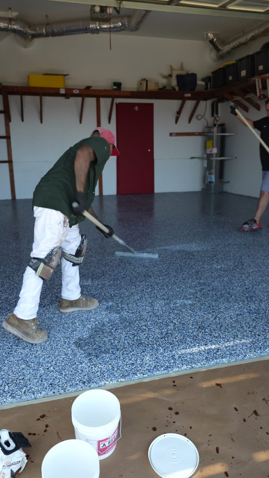Base coat spread with a squeegee before flake